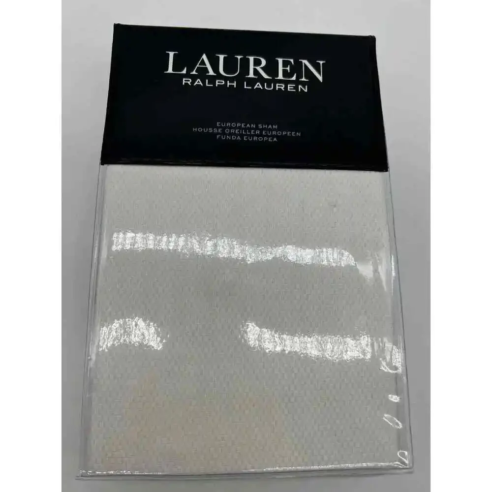 Ralph Lauren EDEN White/Blue Trim Pique EURO Sham 26x26 $135 NWT,